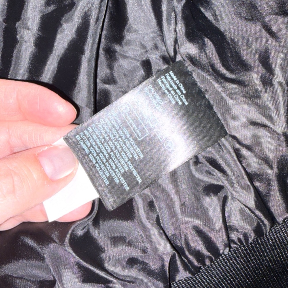 Black Satin Bomber Jacket With Quilted Sleeves - Picture 7 of 10